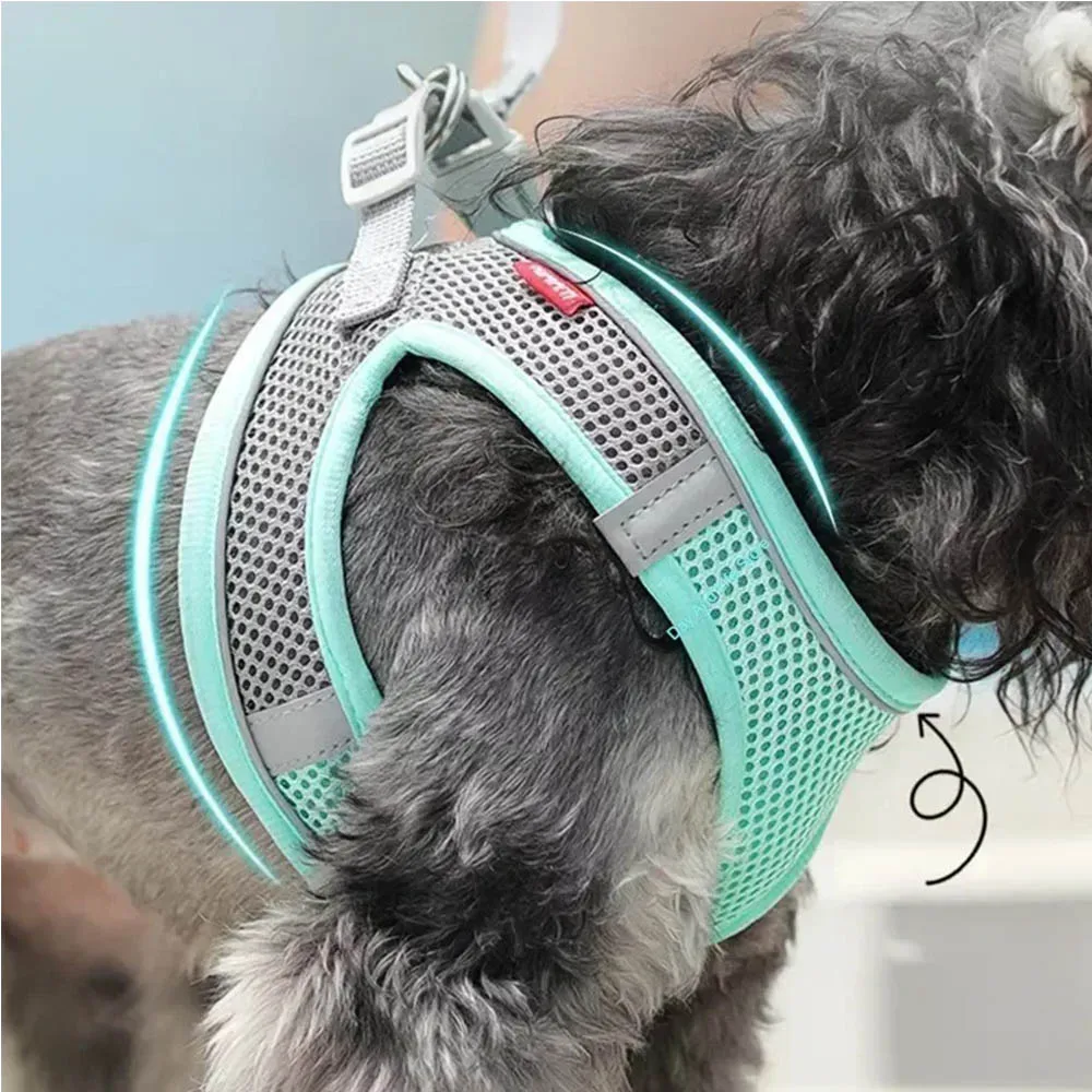 Arneses para perros cuerda cachorro perro Collar ropa chaleco pecho reflectante y transpirable ajustable al aire libre caminar productos para mascotas - imagen 4
