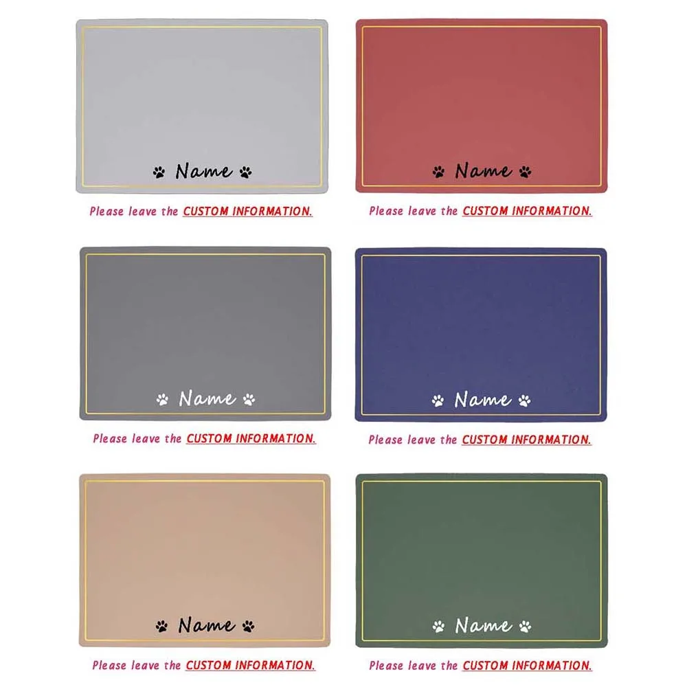 Tapete personalizado para cuencos de comida para mascotas, mantel individual personalizado impermeable de PU para nombre de perro, fácil lavado, accesorios para almohadilla de alimentación para beber - imagen 2