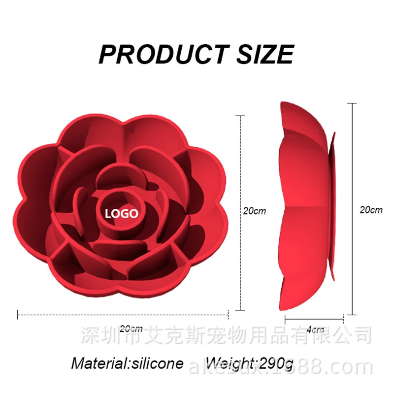 Suministros para mascotas, cuenco de comida lenta de silicona, cuenco para perros con forma de rosa, cuenco de comida antiasfixia y antibatidas con ventosa - imagen 3