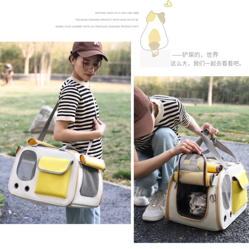 Bolsa de transporte bandolera para gatos y perros – Gran capacidad - imagen 4