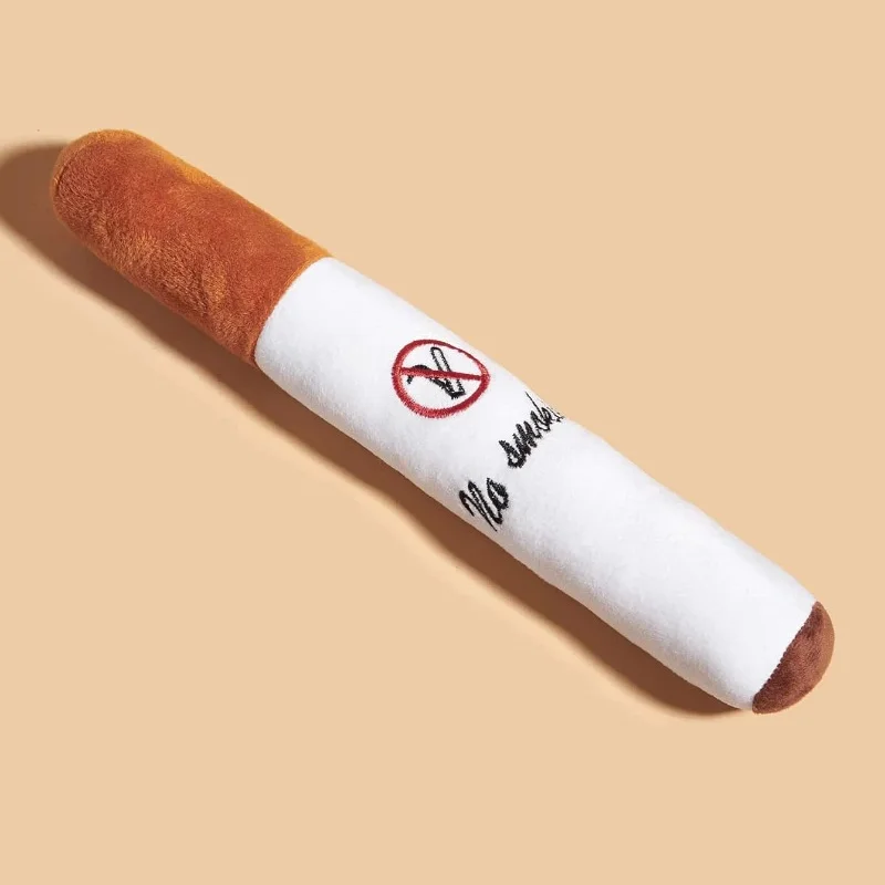 Divertido juguete de peluche con sonido en forma de cigarrillo simulado para mascotas, juego interactivo de molienda, suministros para mascotas, limpieza de dientes, juguete para cachorros