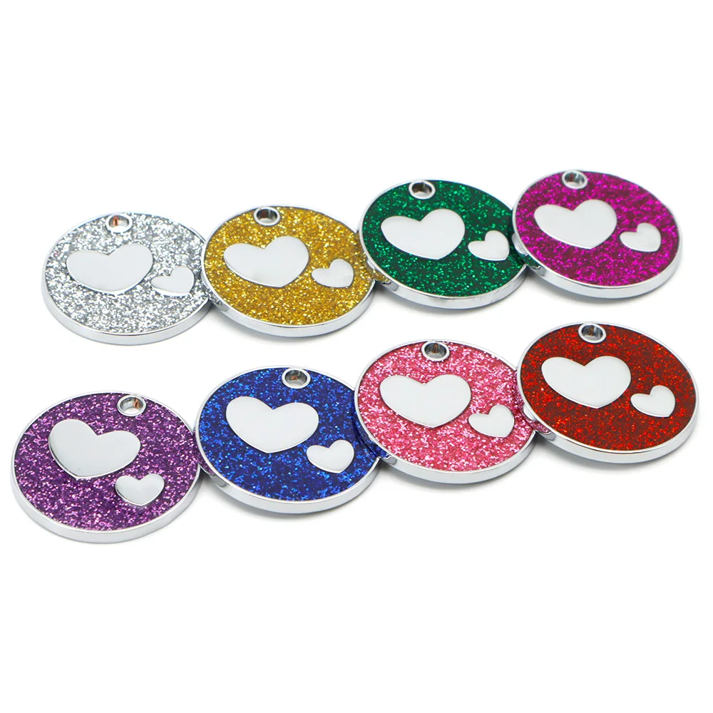 100PCS Personalized Pet ID Tags Engraved Pet Name Heart Number Address Cat Dog Collar Animal Round Pendant Puppy Rabbit Necklace - imagen 4