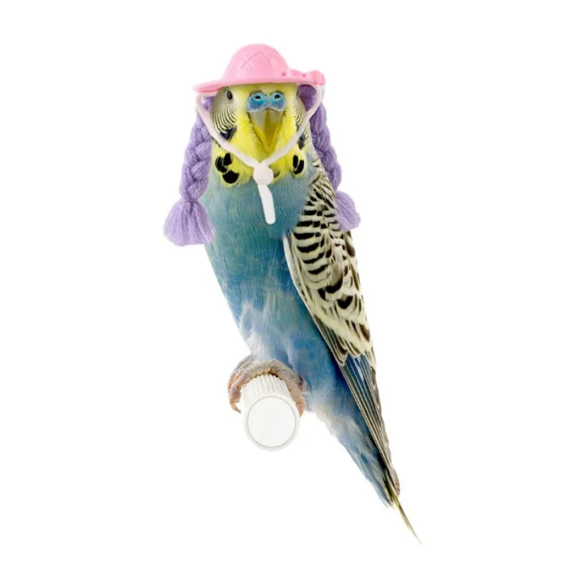 Sombrero para hámster conejillo de indias, trenzas, loro, mascota, sombrero pequeño, accesorios, Mini muñeco de pájaro de Guinea, accesorios, sombrero de disfraz de fiesta para mascotas - imagen 4