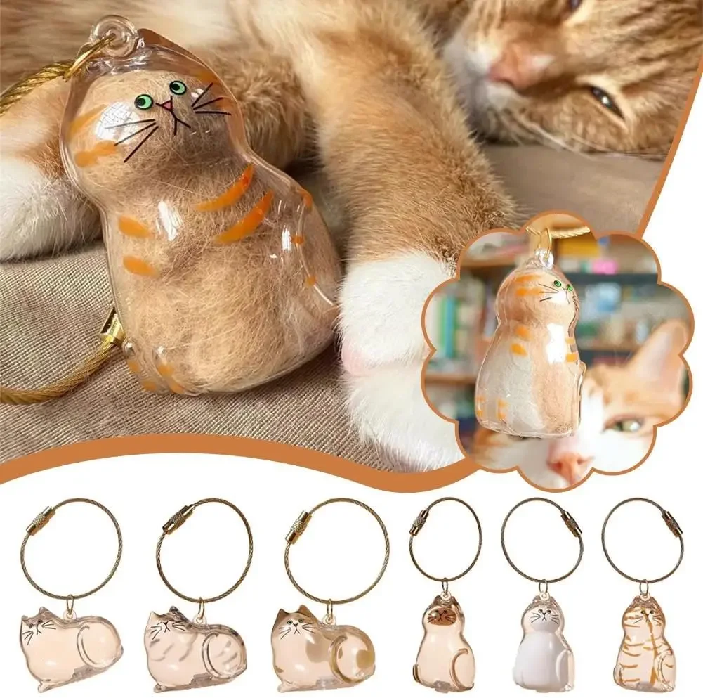 Abalorio conmemorativo de piel de gato, cápsula de recuerdo de resina para pelo de mascota, llavero portátil, colgante para pelo, colgante de puente de arcoíris