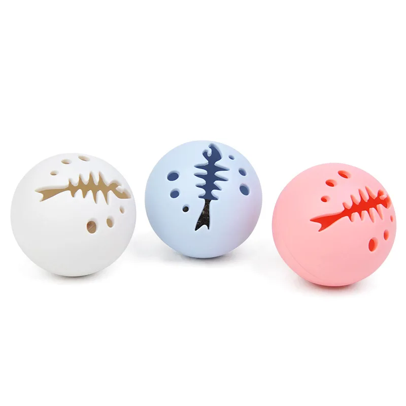 Pelota de juguete para mascotas, juguete interactivo de 3 piezas con diseño de hueso de pescado, para masticar perros pequeños y gatos - imagen 5