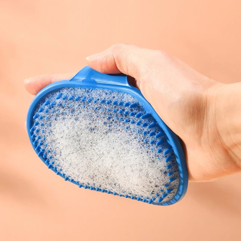 Cepillo de goma suave para perros y gatos, peine de silicona para Baño de mascotas, removedor de pelo de gato, cepillo de masaje, SUMINISTROS DE ASEO para mascotas, suministros de limpieza - imagen 4