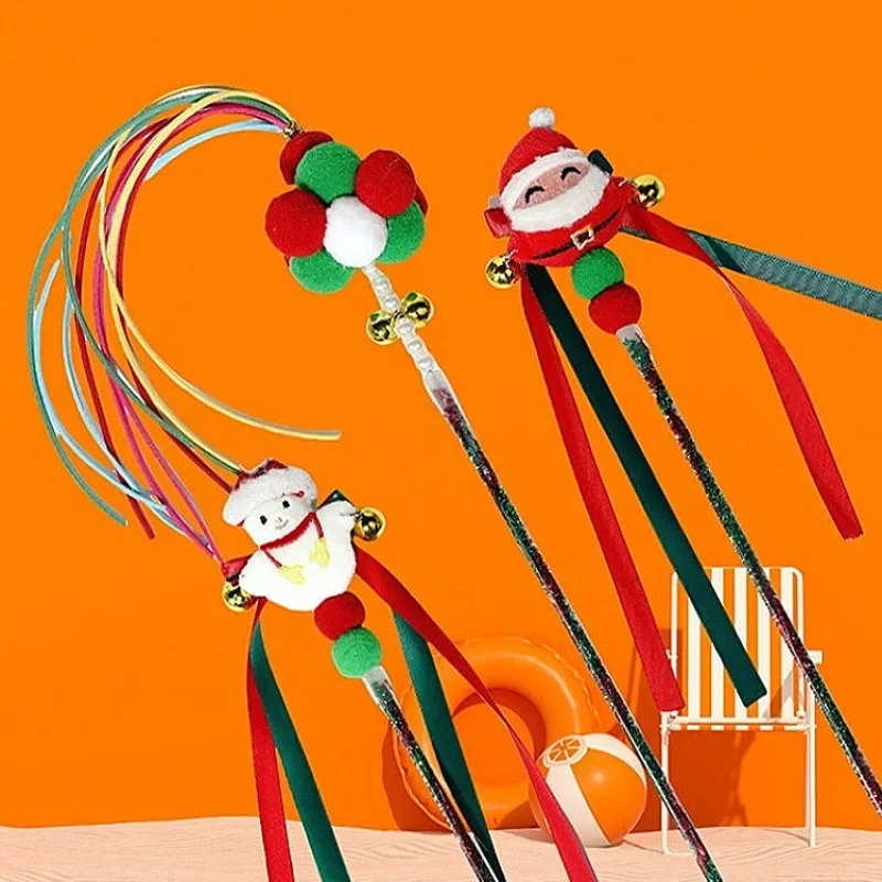 Juguete navideño para gatos, varita interactiva de Navidad con accesorio de campana para interior, gatito, Papá Noel, muñeco de nieve, árbol de Navidad, 1/4 Uds. - imagen 3