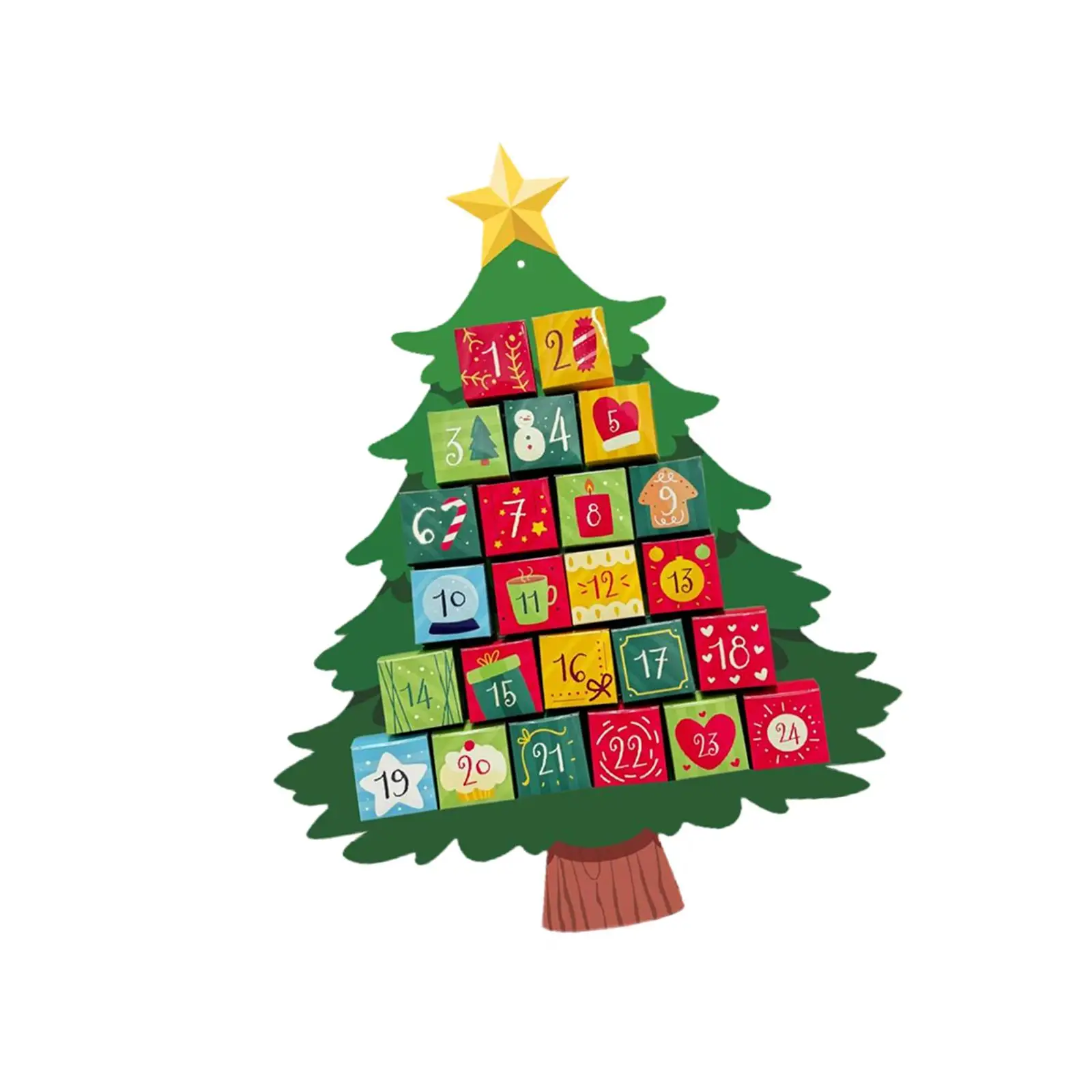 Christmas Advent Calendar Hanging Festive Holiday Decor with 24 Days Christmas Decoration for Door Wall Ornaments Kids Gifts