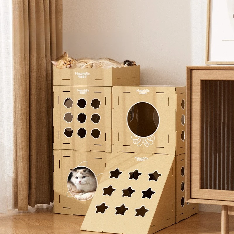 Rascador de cartón para gatos: casa y juguete multifuncional - imagen 3
