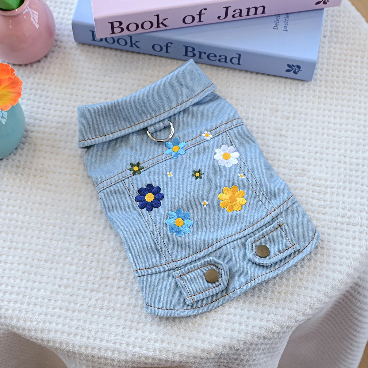 Chaqueta vaquera para cachorros para Chihuahua Yorkie, abrigo ligero ajustable, ropa transpirable para perros con cierre a presión - imagen 4