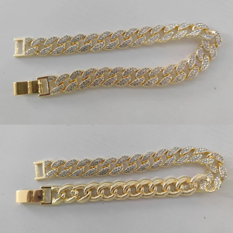 Collar de perro de cadena cubana de diseño de lujo con hebilla rápida para perros pequeños, medianos y grandes, collar de cadena de oro de 15MM para mascotas, joyería - imagen 5