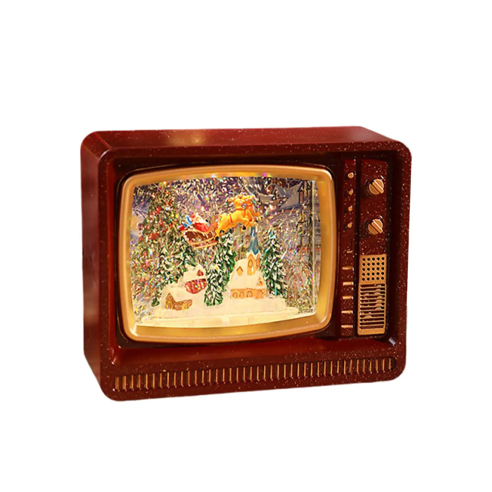 Christmas Music Box Musical Table Centerpiece Gifts Xmas Decoration TV Shaped for Party Bar NightStand Home Table