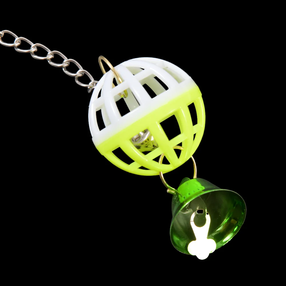 Juguetes bonitos para loros, juguetes para mascotas, periquito para escalar, morder, masticar, columpio colgante, Bola de campana, anillos de campana de dos colores para pájaros - imagen 3