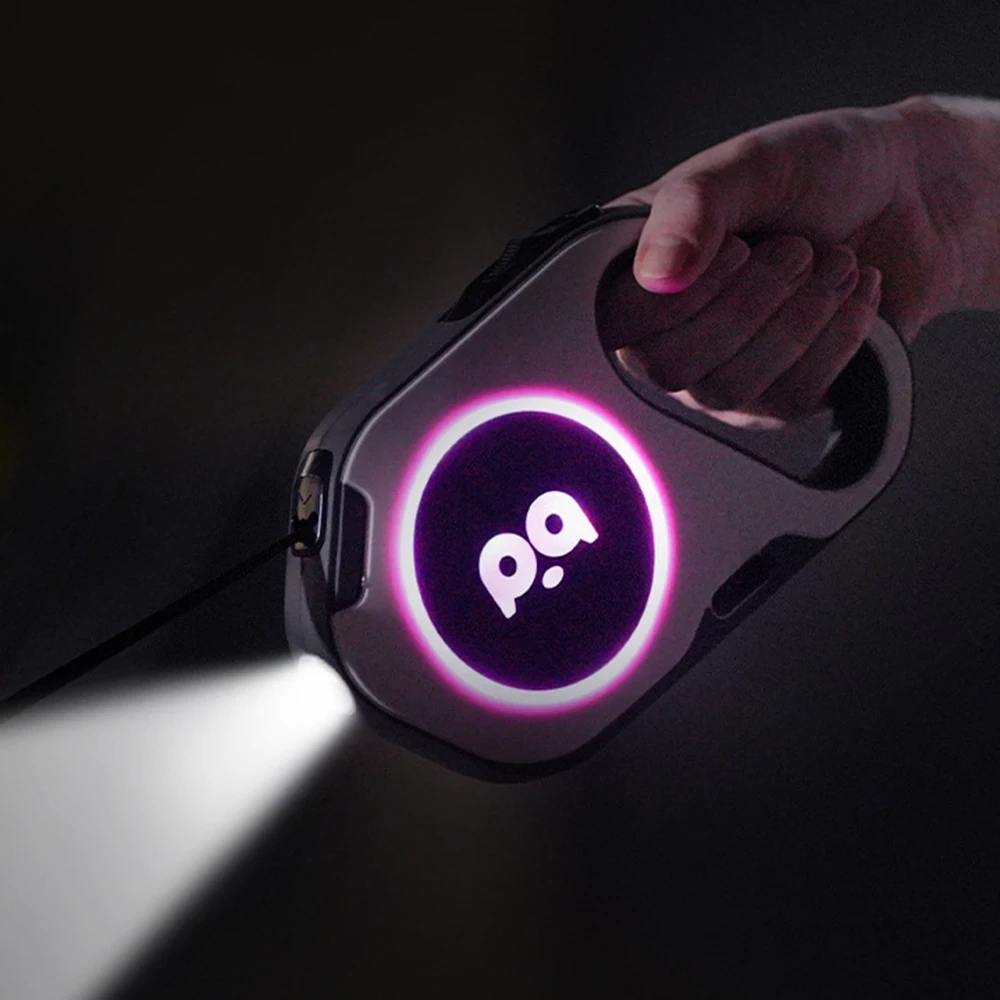 Correa retráctil automática con luz LED recargable de 5M para perros medianos a grandes Labrador Golden Retriever suministros para perros mascota - imagen 4