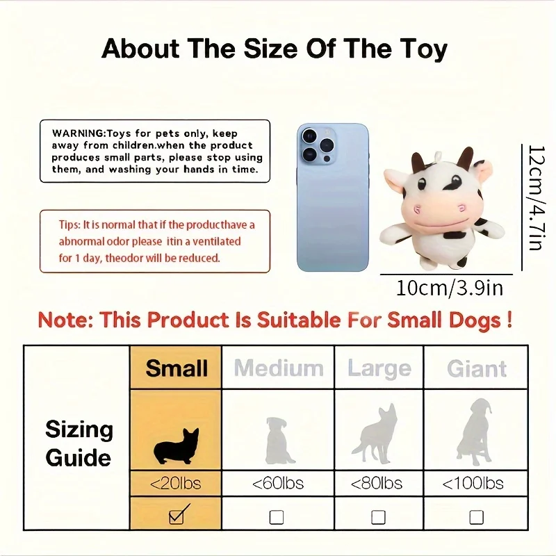 Juguete masticable para perros de peluche duradero con diseño de vaca: interactivo y apto para la salud dental para razas medianas - imagen 2
