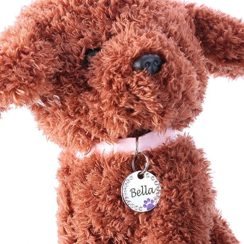 Etiqueta personalizada para perros y gatos, Collar de identificación con grabado antipérdida, de acero inoxidable, con número de nombre - imagen 5