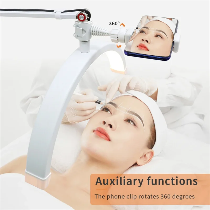 Lámpara LED de 16 pulgadas con temperatura de luz de pestañas de media luna, 3000K-6000K, lámpara de anillo LED de suelo para belleza, cuidado de la piel, tatuaje, filmación de cejas - imagen 3