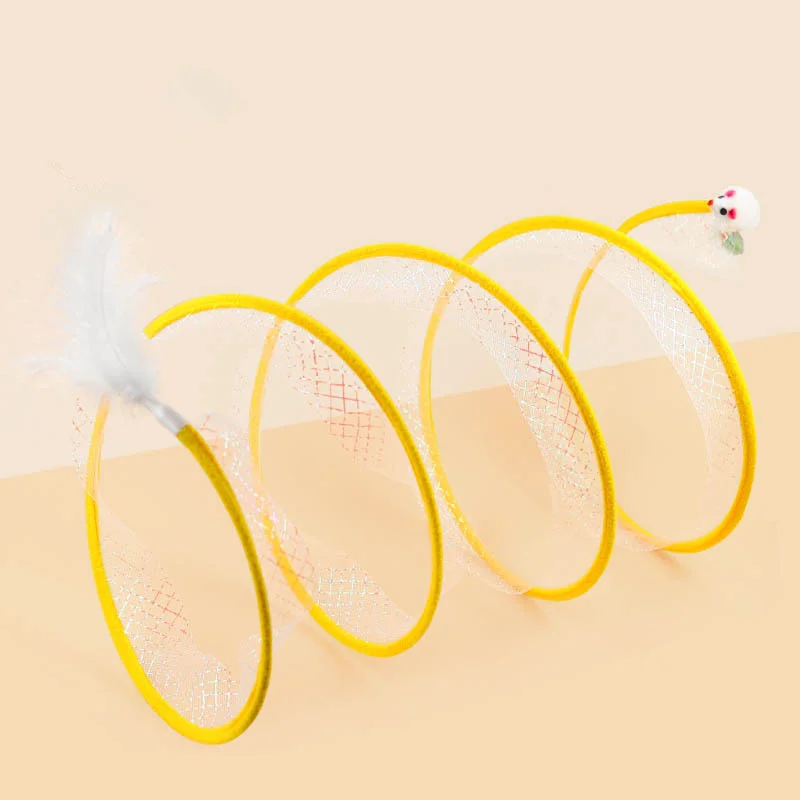 Túnel de juguete para mascotas, campana de ratón de plumas, malla elástica plegable de alta diversión, tipo S, suministros para mascotas - imagen 3