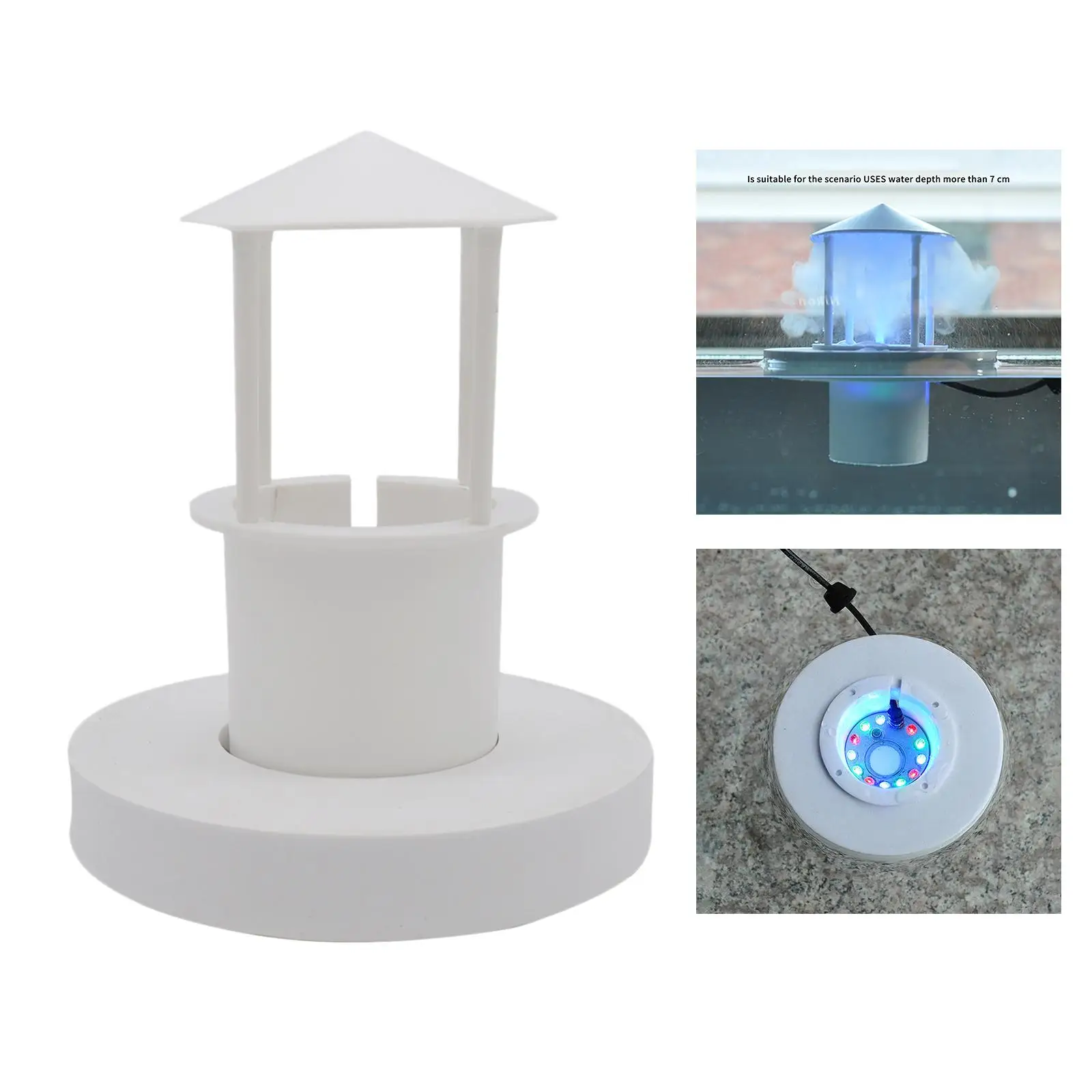 Floating Mist Fog Maker Float Guard Colorful LED Light Fish Tank Rockery