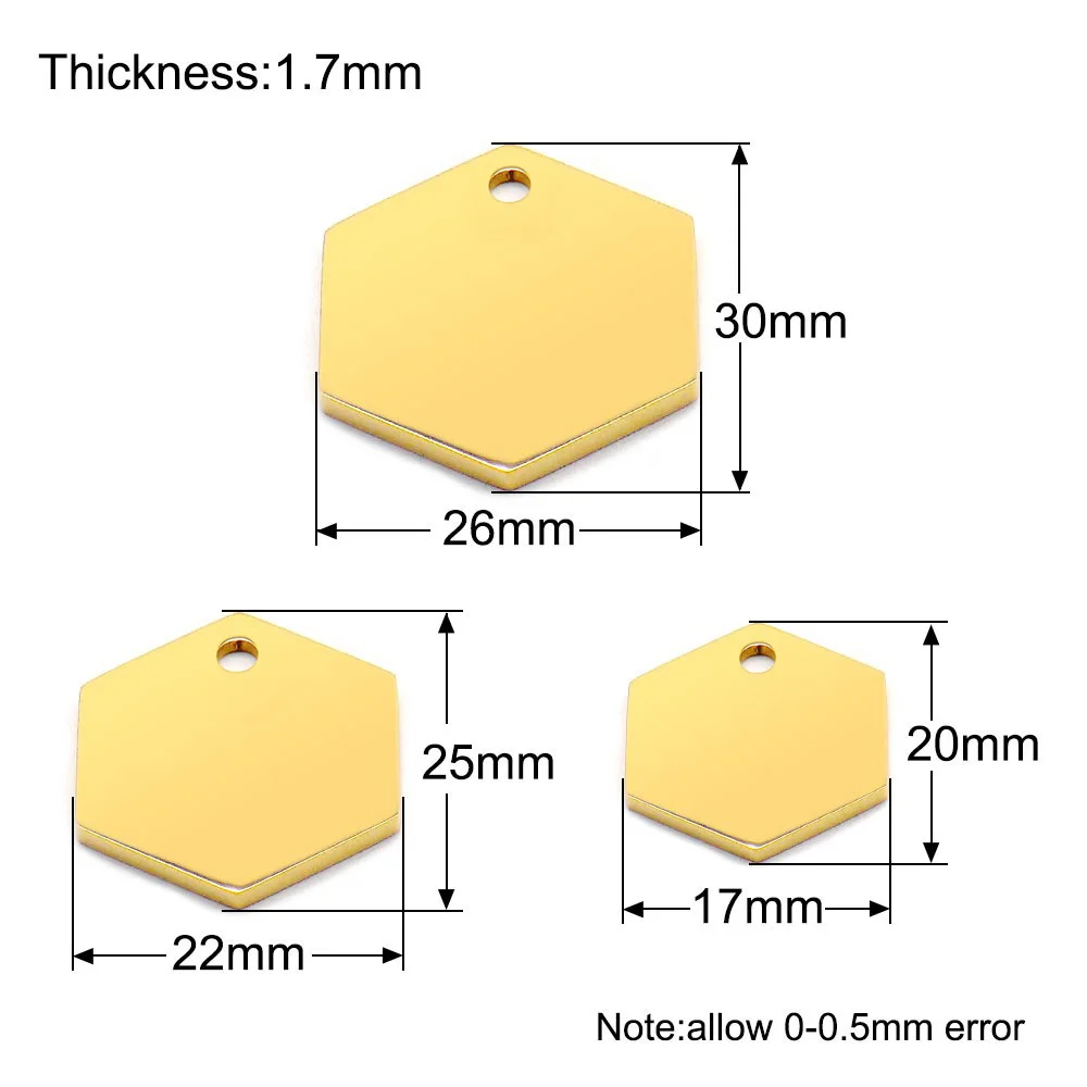 Etiquetas de nombre hexagonales de 20 piezas, placa de identificación de acero inoxidable para perro, colgante, esmalte de espejo, collar para personas, venta al por mayor - imagen 5