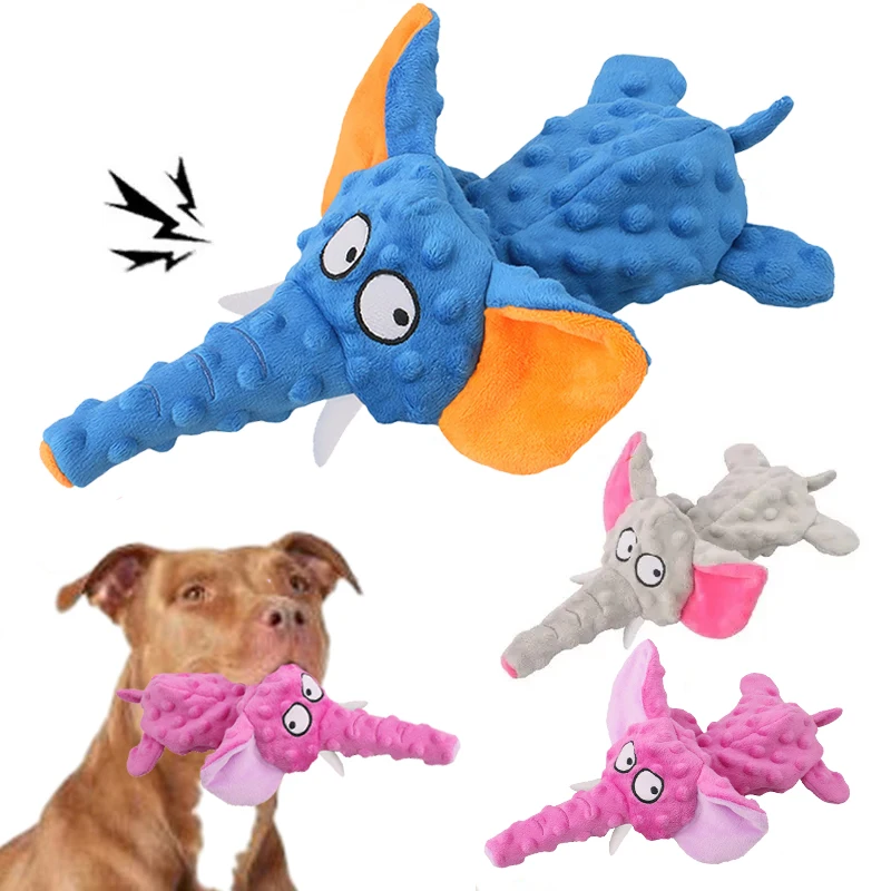 Juguetes de peluche de concha suave de elefante para perro, juguetes chirriantes interactivos divertidos para perros pequeños y grandes, juguete masticable de papel con sonido, suministros para mascotas