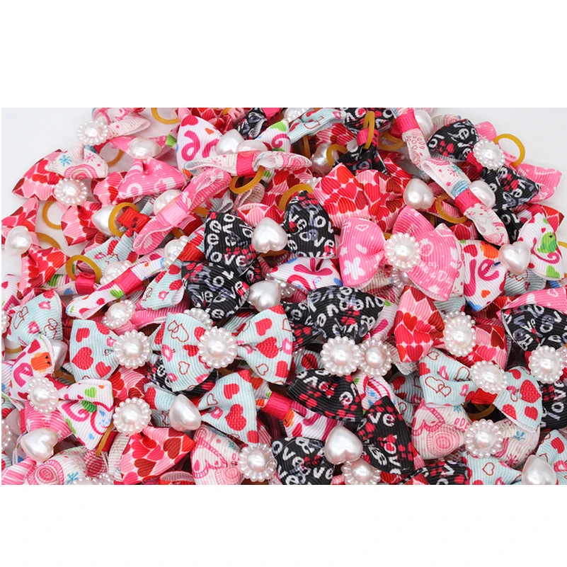 Lazos para el pelo de mascotas, gomas para el pelo para perros y gatos, 12/24/36 piezas, para el Día de San Valentín, accesorios para el cabello para cachorros, suministros de estilo de corazón - imagen 4