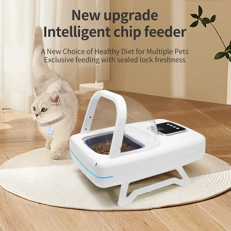 Alimentador inteligente antiarañazos, Sensor de reconocimiento de Chip de repuesto, alimentador automático, cuenco para alimentos húmedos y frescos para mascotas - imagen 3