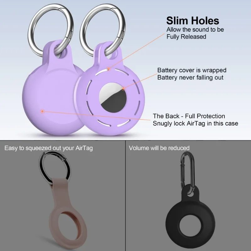 Paquete de 4 fundas de silicona para soporte AirTag, funda de silicona suave para llavero AirTag, accesorio fácil de colocar a llaves, collares para mascotas - imagen 4