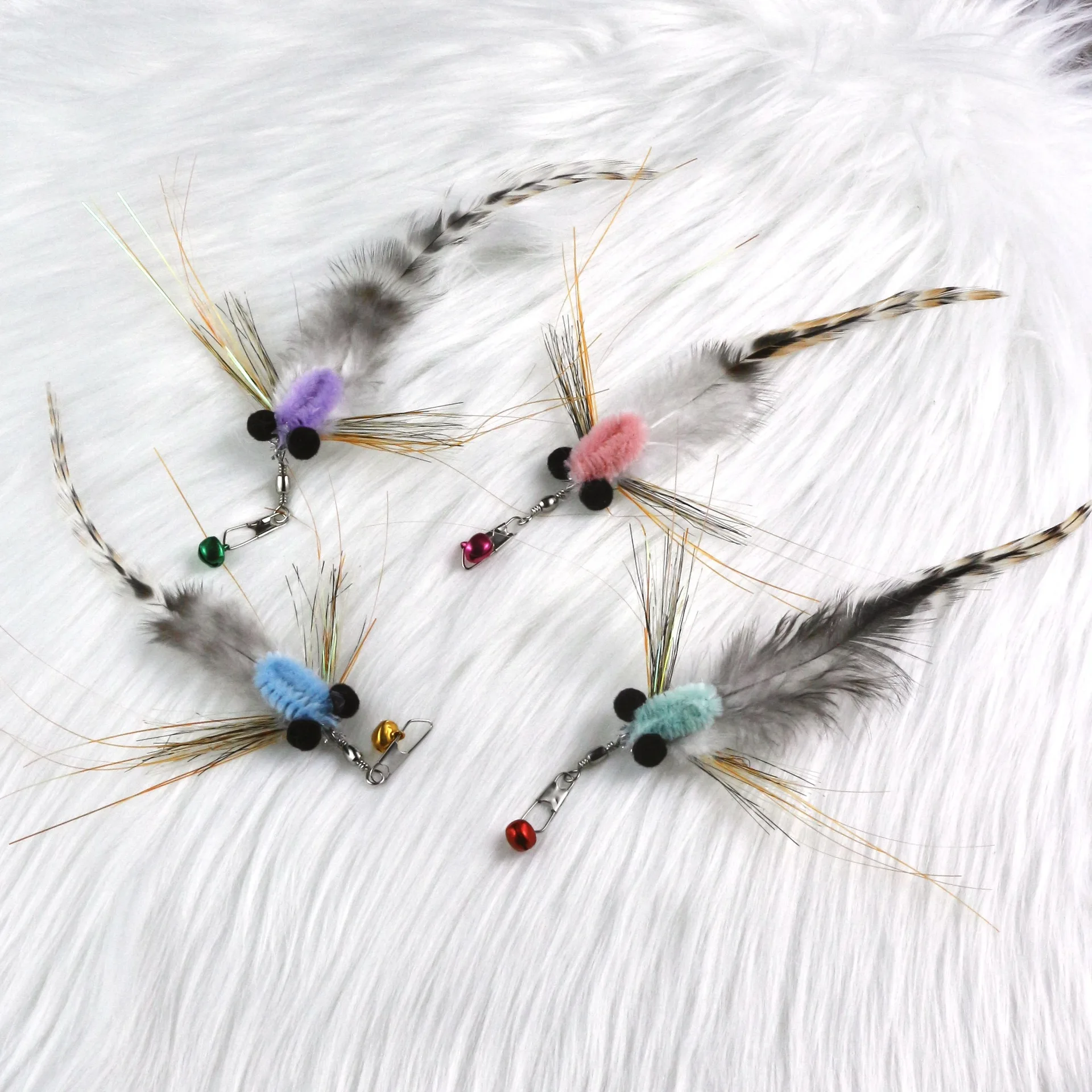 Cabezal de repuesto de insectos voladores pequeños de simulación de 3 uds/4 Uds para palo de Teaser para gatos juguetes divertidos para mascotas