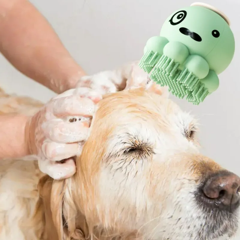1 cepillo de baño de silicona para mascotas, cepillo de baño para frotar gatos, cepillo de masaje de baño para el cuidado del perro de limpieza profunda a la moda y hermosa - imagen 2
