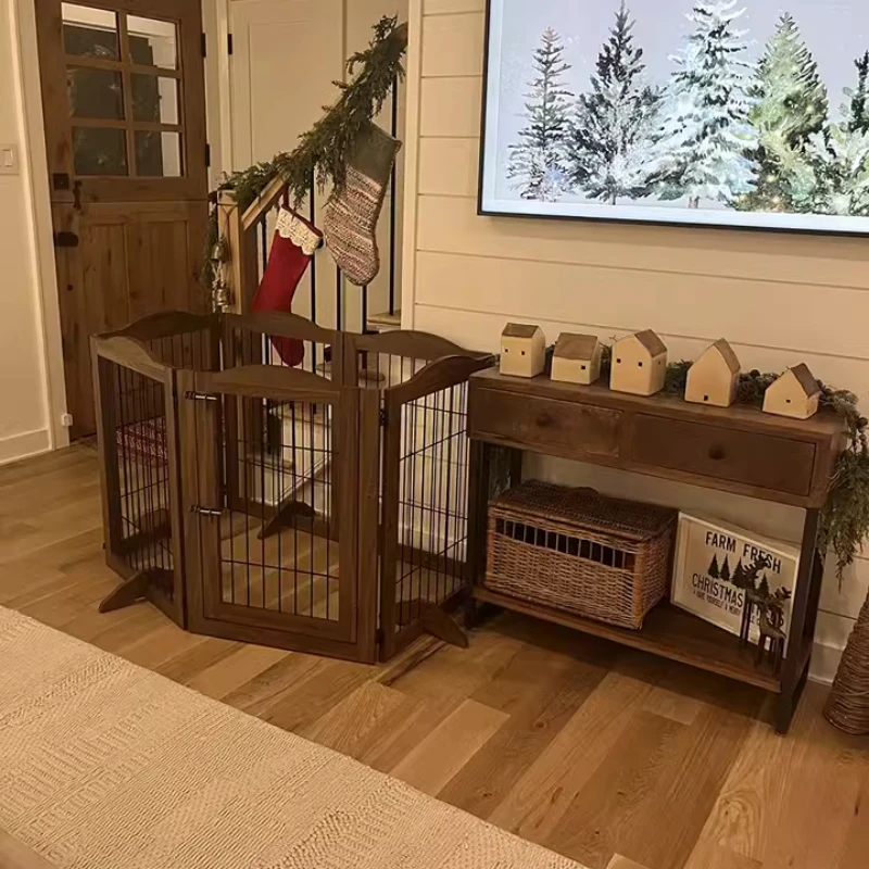 Bolígrafo para mascotas para el hogar, empalme libre, vallas para perros pequeños y medianos, jaula plegable de madera a prueba de Escape para perros, accesorios para mascotas, jaula combinada creativa - imagen 3