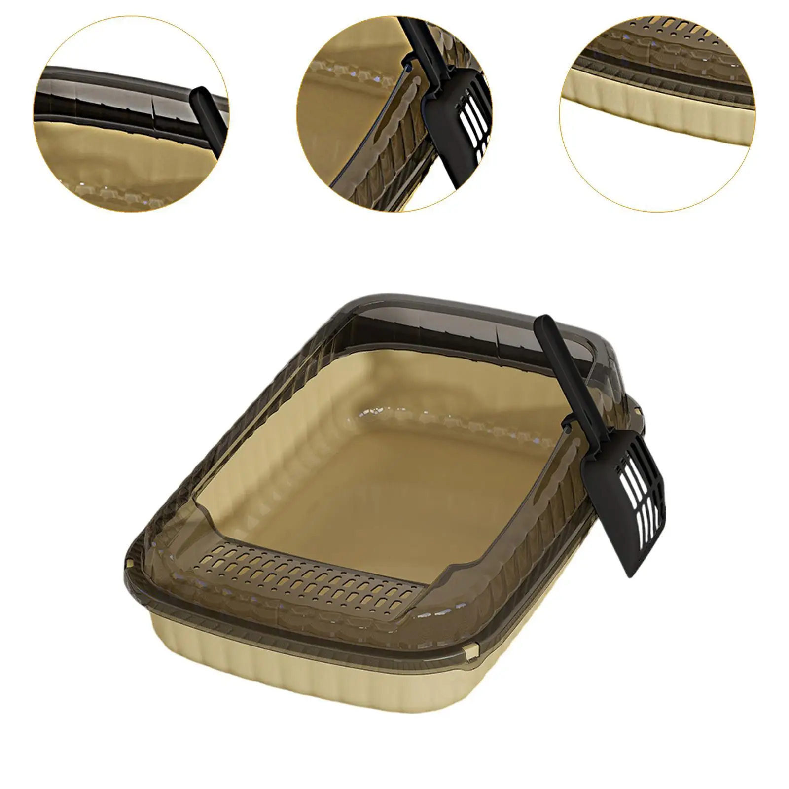 Caja de arena para gatos, arena semicerrada para gatitos, caja de arena para gatos de lado alto, suministros para mascotas, bandeja de arena para mascotas pequeñas, gatos de interior - imagen 5