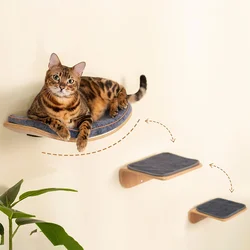 Estante mural con cojín para gatos – Plataforma para descansar y escalar