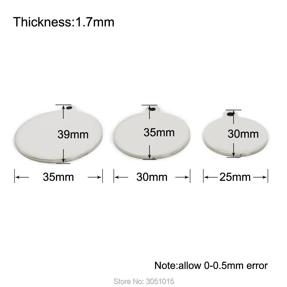 Venta al por mayor, 20 piezas, etiqueta de identificación personalizada de acero inoxidable para mascotas, perros, gatos, cachorros, placa redonda de Metal con nombre, productos para mascotas - imagen 2