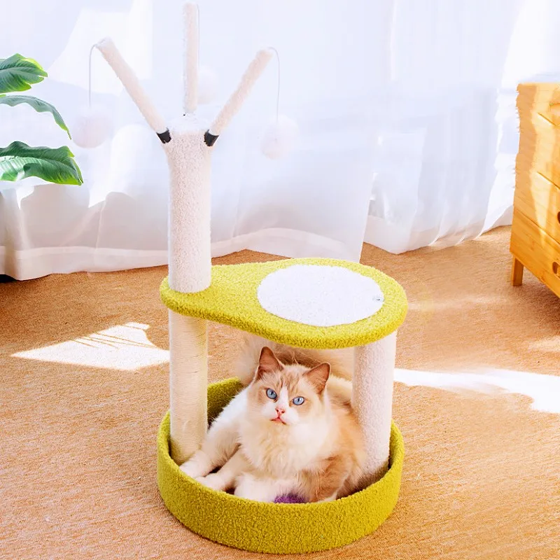 Árbol rascador torre de madera multinivel con sisal para gatos - imagen 2