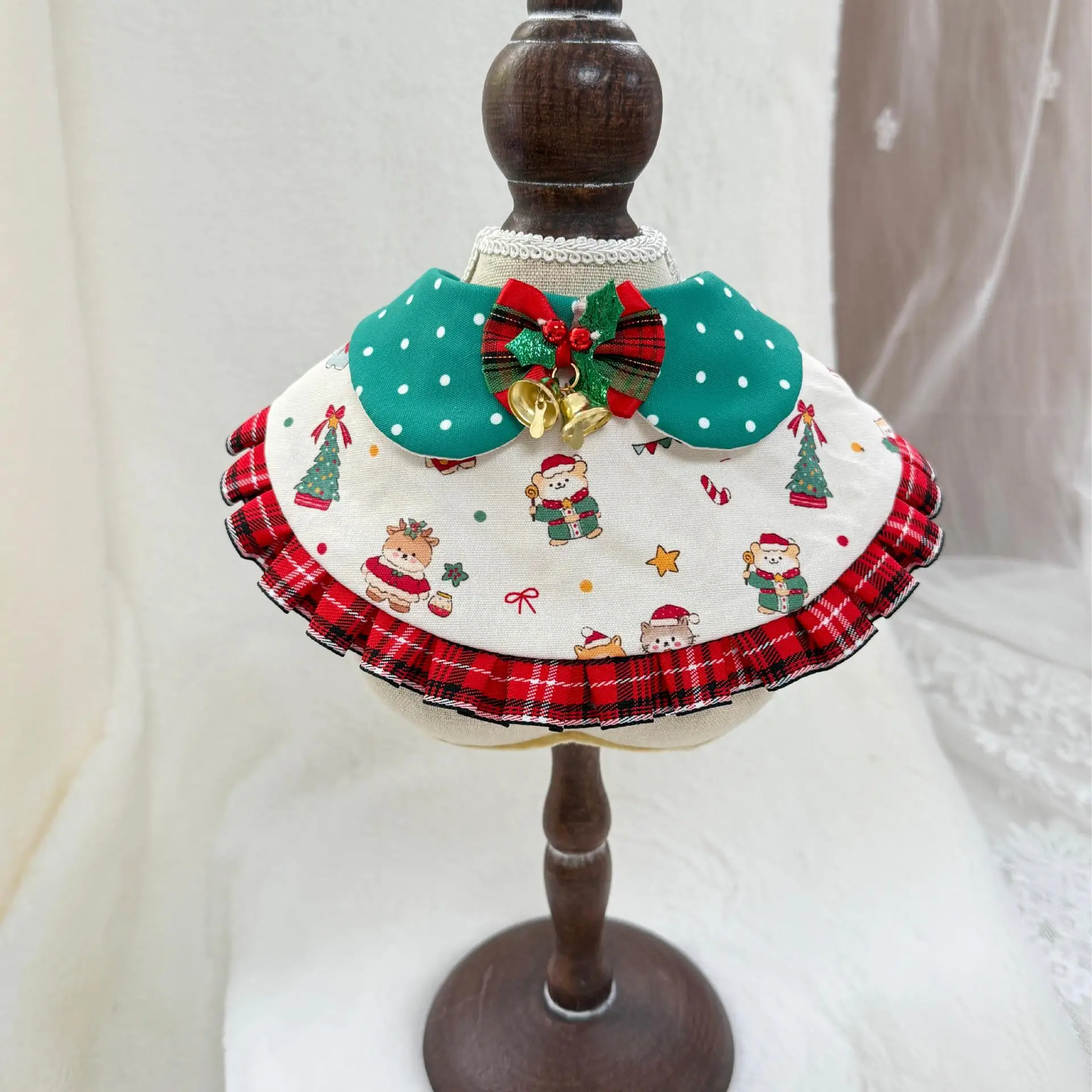 Bufanda para mascotas, Navidad roja, gato, perro, Collar con campana, babero, decoración de invierno para mascotas, ropa para perros pequeños, ropa para cachorros - imagen 4
