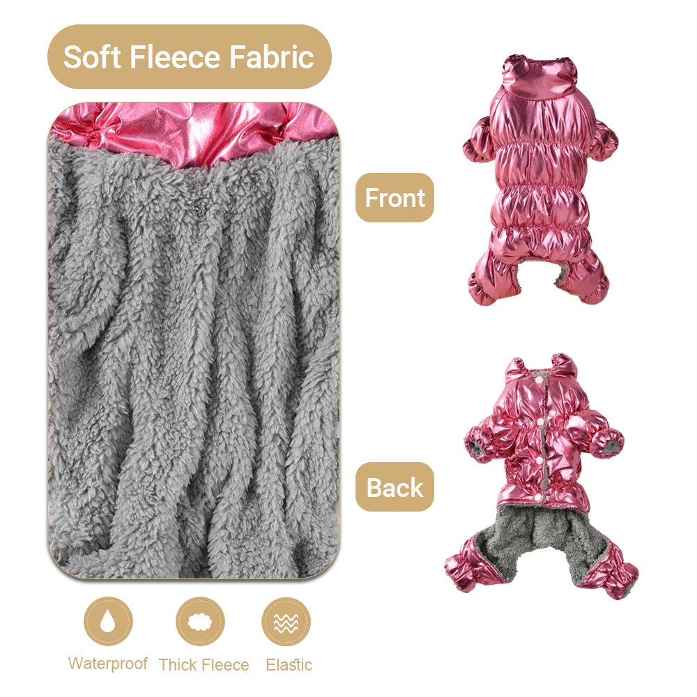 Ropa gruesa de invierno para perros, mono impermeable para perros pequeños y medianos, chaqueta elástica de lana cálida para cachorros, abrigo, disfraz de Pug - imagen 4