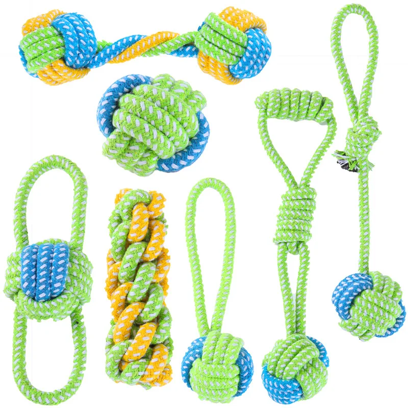 4 uds/7 Uds. Juguete para masticar para perros, nudo de cuerda resistente a mordeduras, gatos, perros para aliviar el aburrimiento, rechinar y limpiar los dientes, suministros de entrenamiento para mascotas - imagen 2