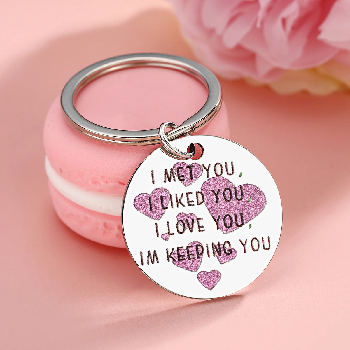 "Té incontrato, te quiero, te amo, me te manteno" Llavero de acero inoxidable, un regalo para novia y esposa