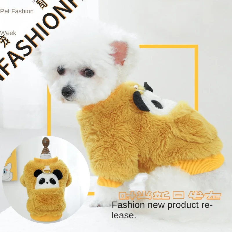 Ropa de peluche para mascotas, ropa acolchada de algodón para cachorros y gatos, panda grueso de terciopelo, otoño e invierno, nueva