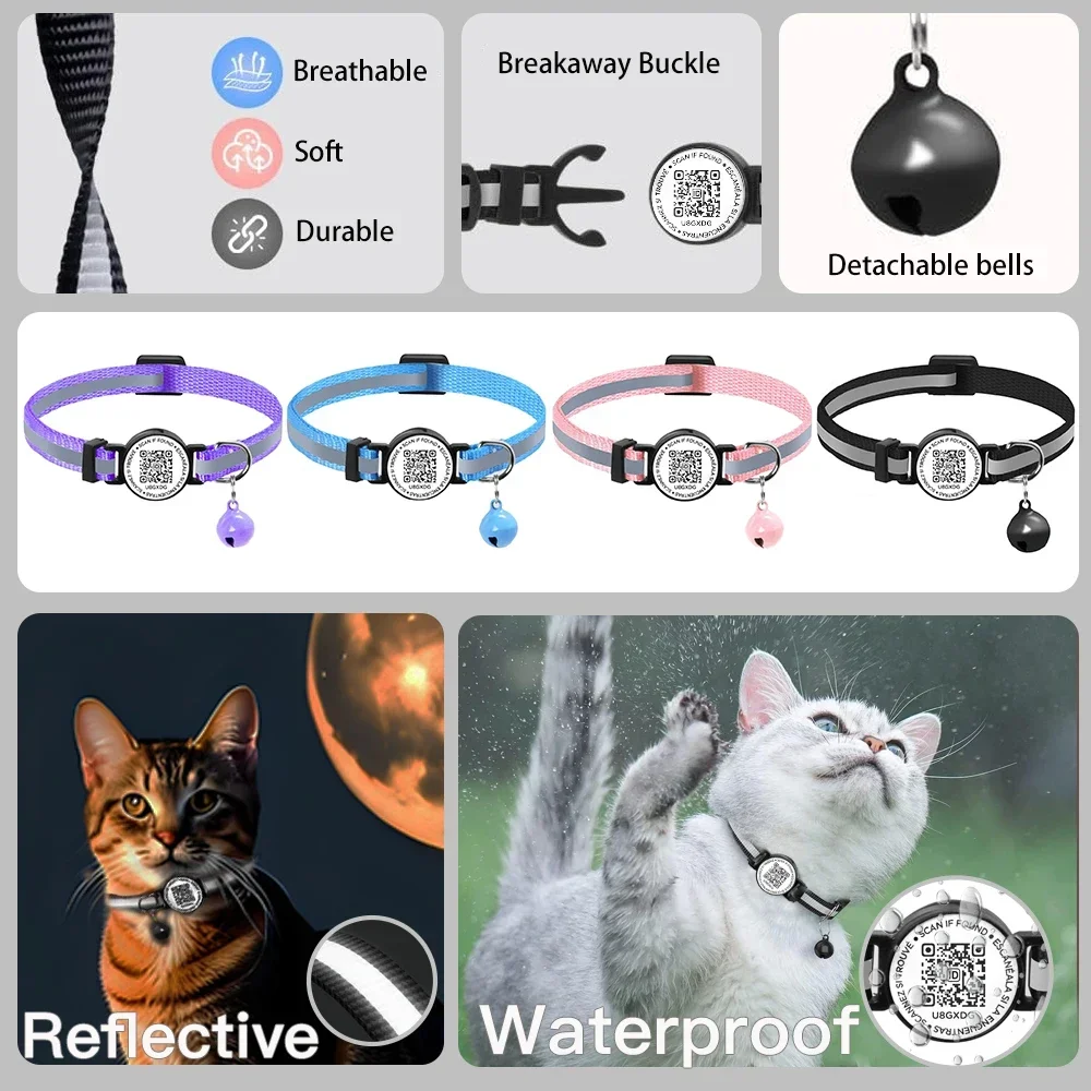 Etiqueta de gato con código QR, Collar para gatito, etiqueta de nombre para gatos, etiqueta de código qr para mascotas, accesorios para gatos, coleira com código qr - imagen 2