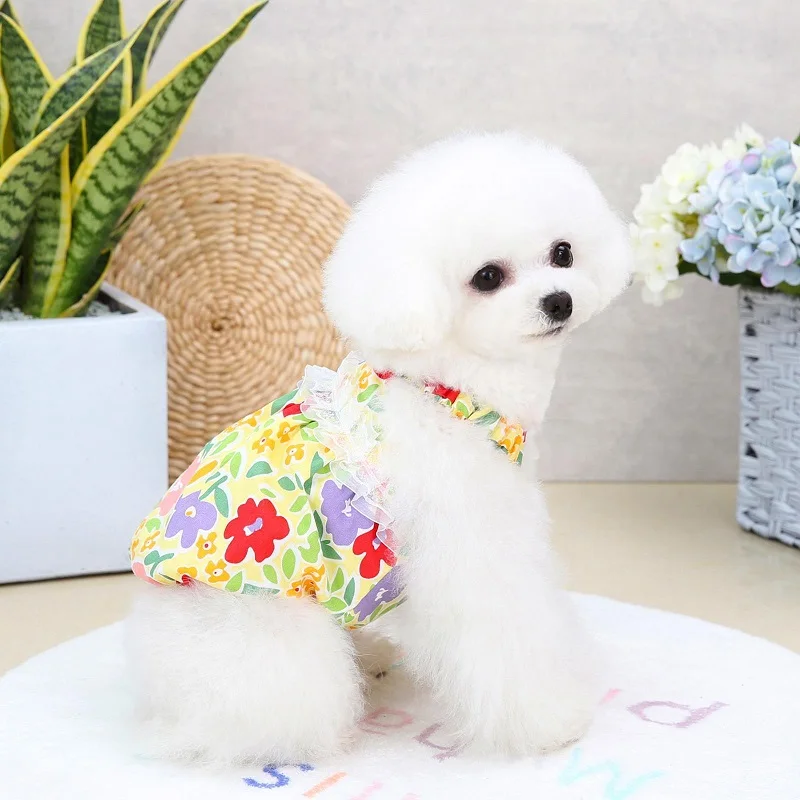 Vestido floral, falda con tirantes de verano para perros y gatos - imagen 4