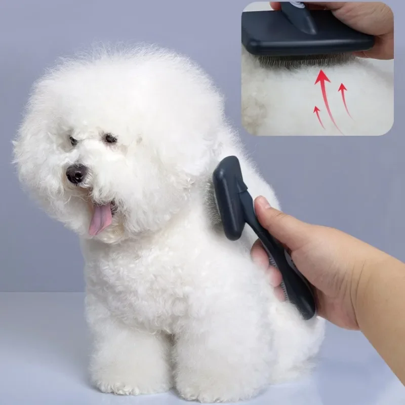 Peine para perros, cepillo de aseo para perros, cepillo de masaje para gatos, removedor de pelo para mascotas, peines de acero inoxidable para perros, accesorios para mascotas con apertura de nudos - imagen 2