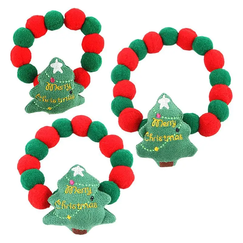 Collar suave de árbol de Navidad, Collar de gato, Bola de piel roja y verde, joyería suave ajustable, accesorios de boda para fiesta - imagen 2