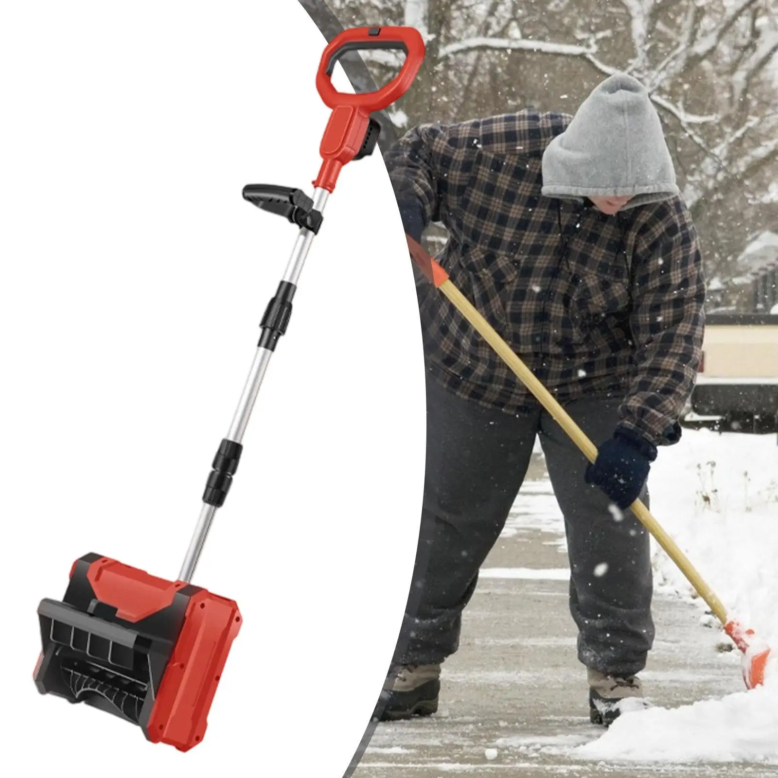Cordless Snow Shovel Battery Operated with Adjustable Auxiliary Handle Snow Thrower Snow Blower Snow Removal Tool for Sidewalk