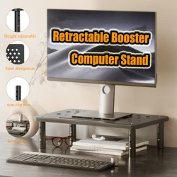 Soporte monitor ajustable con elevación y estante escritorio