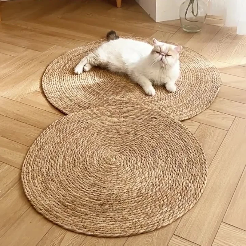 Nido redondo de ratán y almohadilla refrescante para gato o cachorro - imagen 5