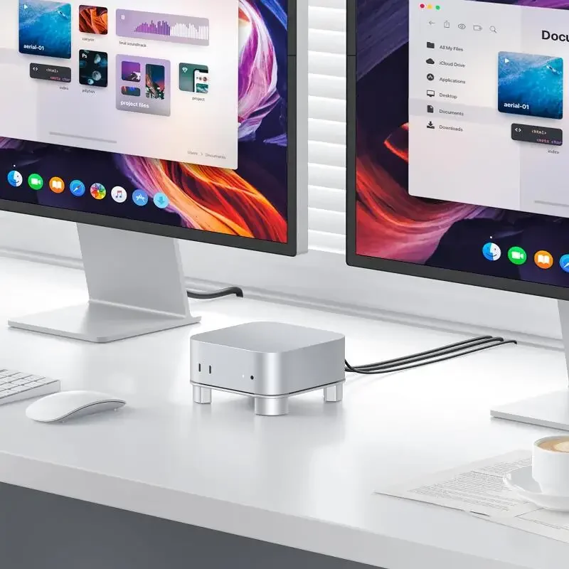 Soporte de aluminio para Mac Mini M4 2024, Base de refrigeración de ajuste de precisión con pies de silicona antideslizantes y fácil acceso con botón de encendido - imagen 3