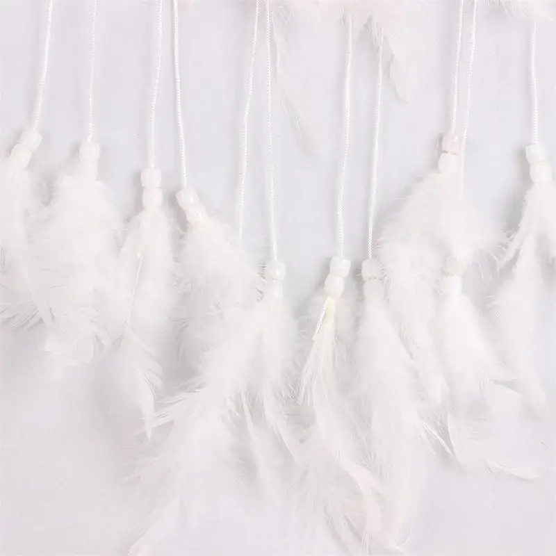 Atrapasueños de plumas blancas, atrapasueños hecho a mano, adornos de decoración para colgar en la pared, regalo de graduación de cumpleaños - imagen 2