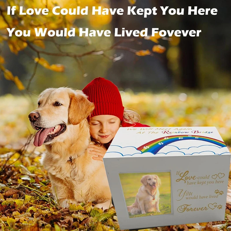 Urna de madera para mascotas, caja de cenizas para perros y gatos, ornas funerarias conmemorativas para perros, gatos y gatitos con marco de fotos, producto de recuerdos para mascotas y gatitos - imagen 2